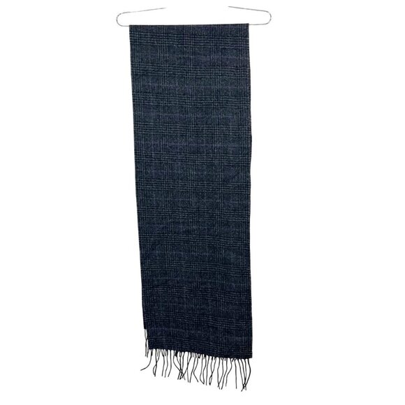 Club Room Men's Gray Plaid Cashmere Scarf Fringe Trim - Picture 1 of 3